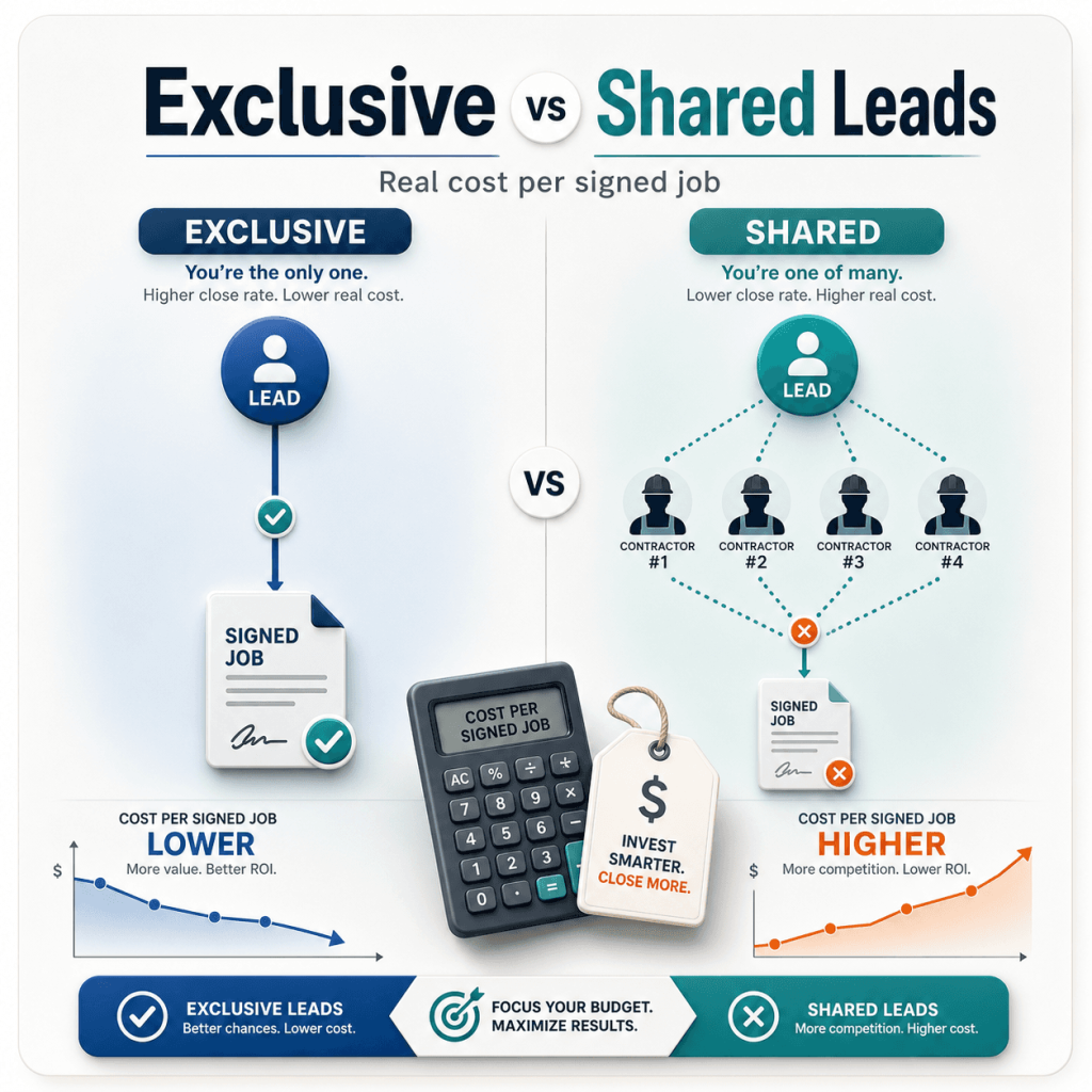 Exclusive vs Shared Leads: Real Cost per Signed Job